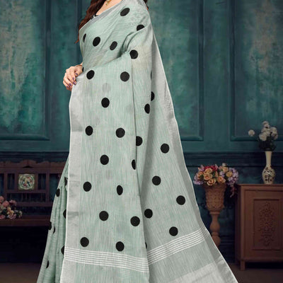 green-embroidered-linen-cotton-saree-with-zari-border