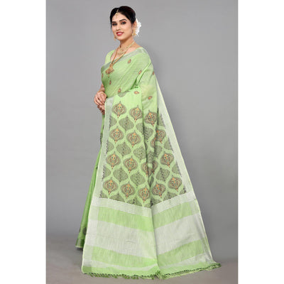 green-embroidered-cotton-silk-saree-with-tassels
