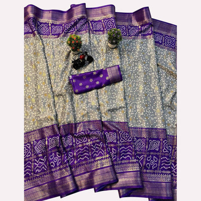 grey-purple-woven-with-bandhani-printed-dola-silk-saree