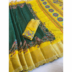 green-floral-printed-dola-silk-saree-with-sequins-border-8