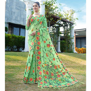 green-floral-woven-cotton-silk-saree-with-tassels-1