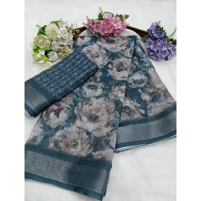 grey-floral-digital-printed-linen-saree-7