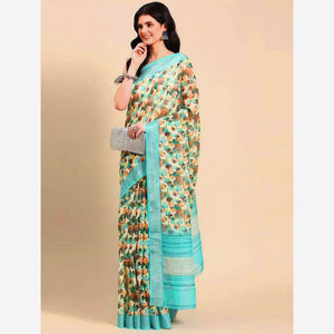 green-abstract-digital-printed-linen-saree-with-zari-border