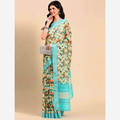 green-abstract-digital-printed-linen-saree-with-zari-border