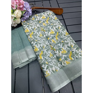 grey-floral-digital-printed-linen-saree-6