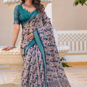 grey-floral-printed-linen-saree-3