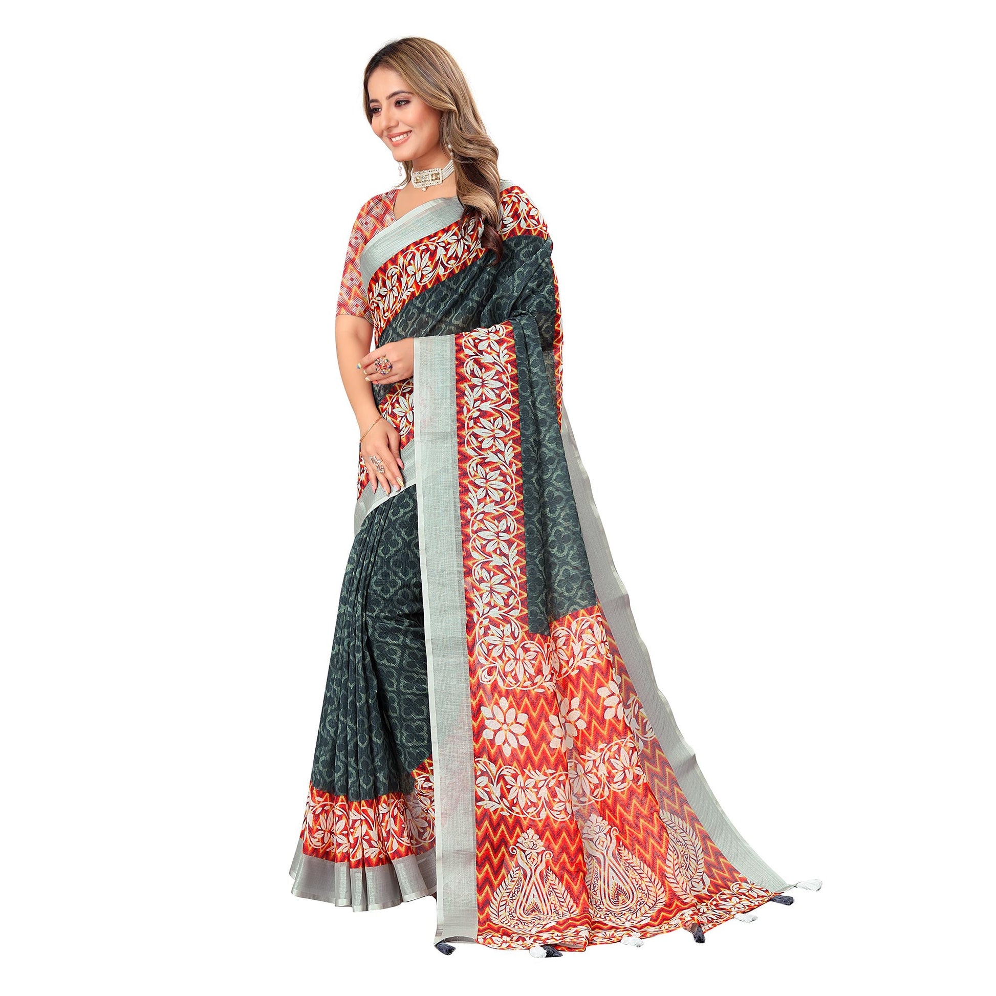 grey-digital-print-linen-saree