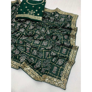 green-bandhani-printed-vichitra-silk-saree-1