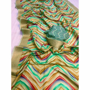 green-zig-zag-printed-dola-silk-saree-with-woven-border