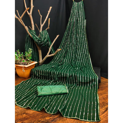 green-striped-woven-georgette-saree