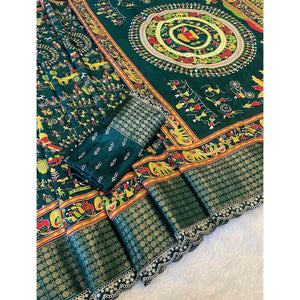 green-warli-printed-dola-silk-saree-with-sequins-border