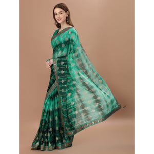 green-foil-printed-lycra-saree-with-lace-border