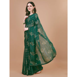 green-foil-printed-chiffon-saree-with-lace-border