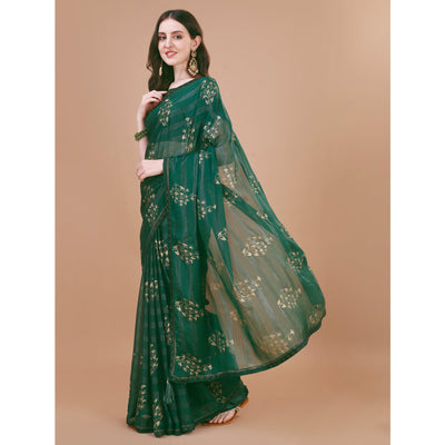 green-foil-printed-chiffon-saree-with-lace-border