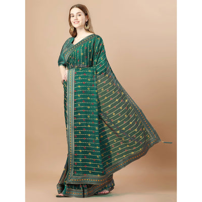 green-foil-printed-chiffon-saree-with-lace-border-1