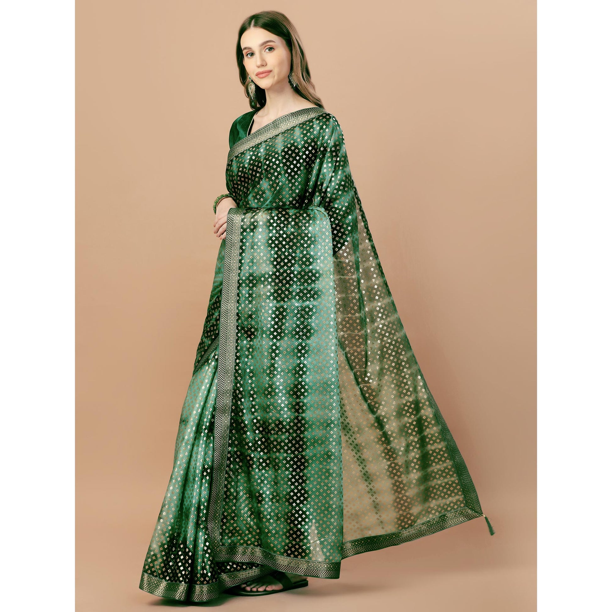 green-foil-printed-lycra-saree-with-lace-border-2