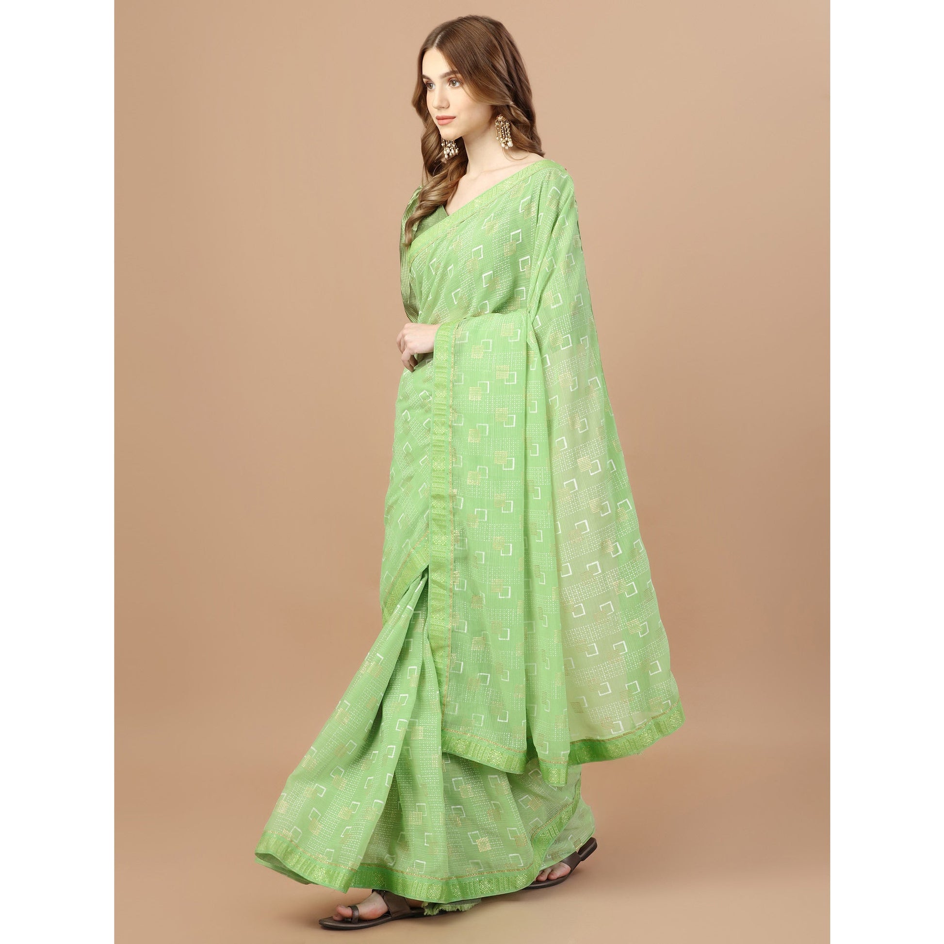 green-foil-printed-chiffon-saree-with-lace-border-3