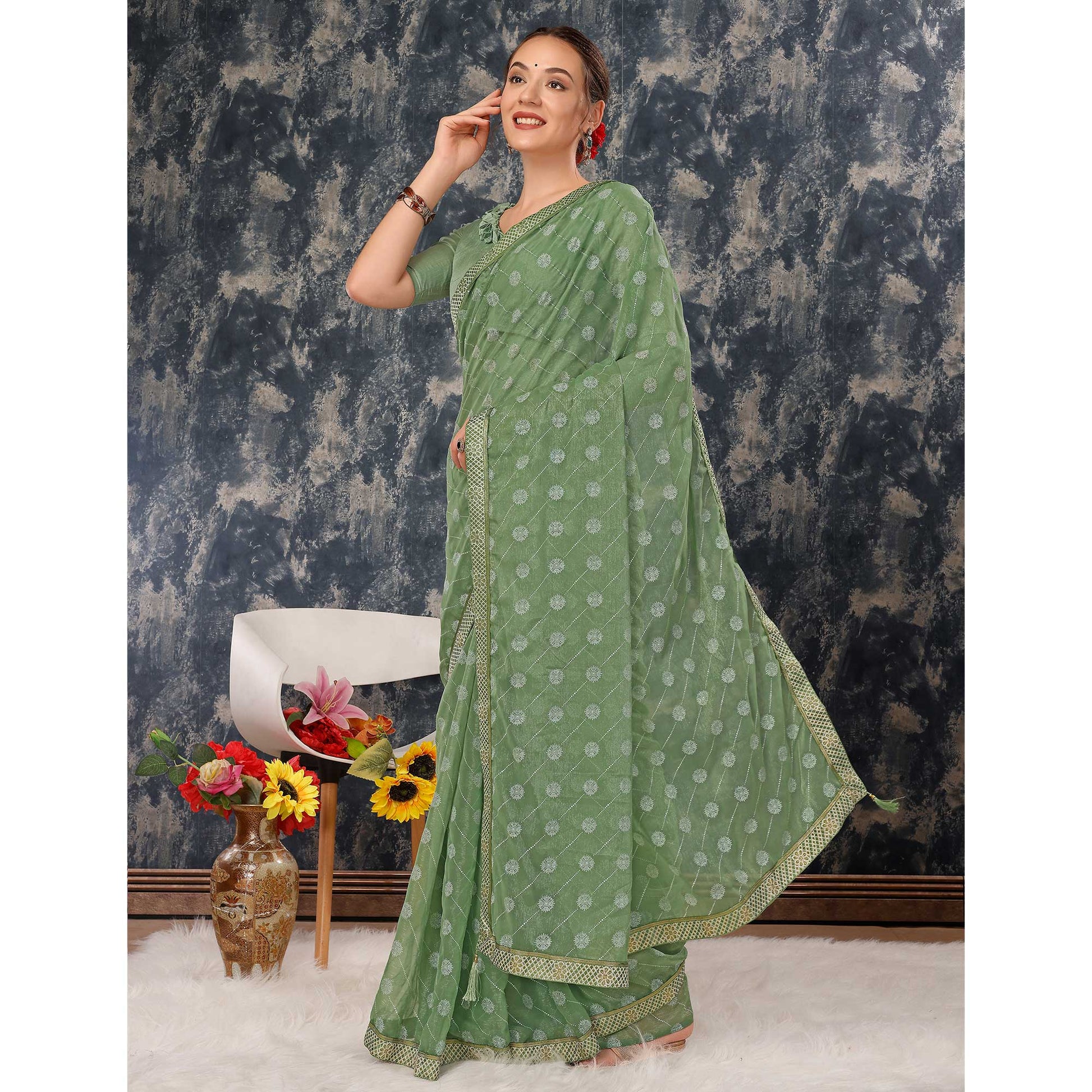 green-printed-chiffon-saree-with-lace-border-5