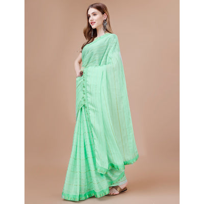 green-zari-work-chiffon-saree