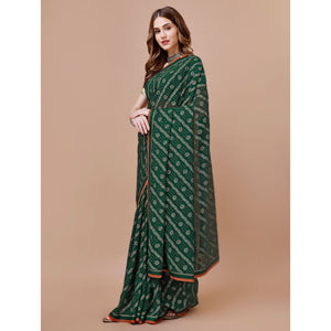 green-floral-foil-printed-chiffon-saree-with-lace-border