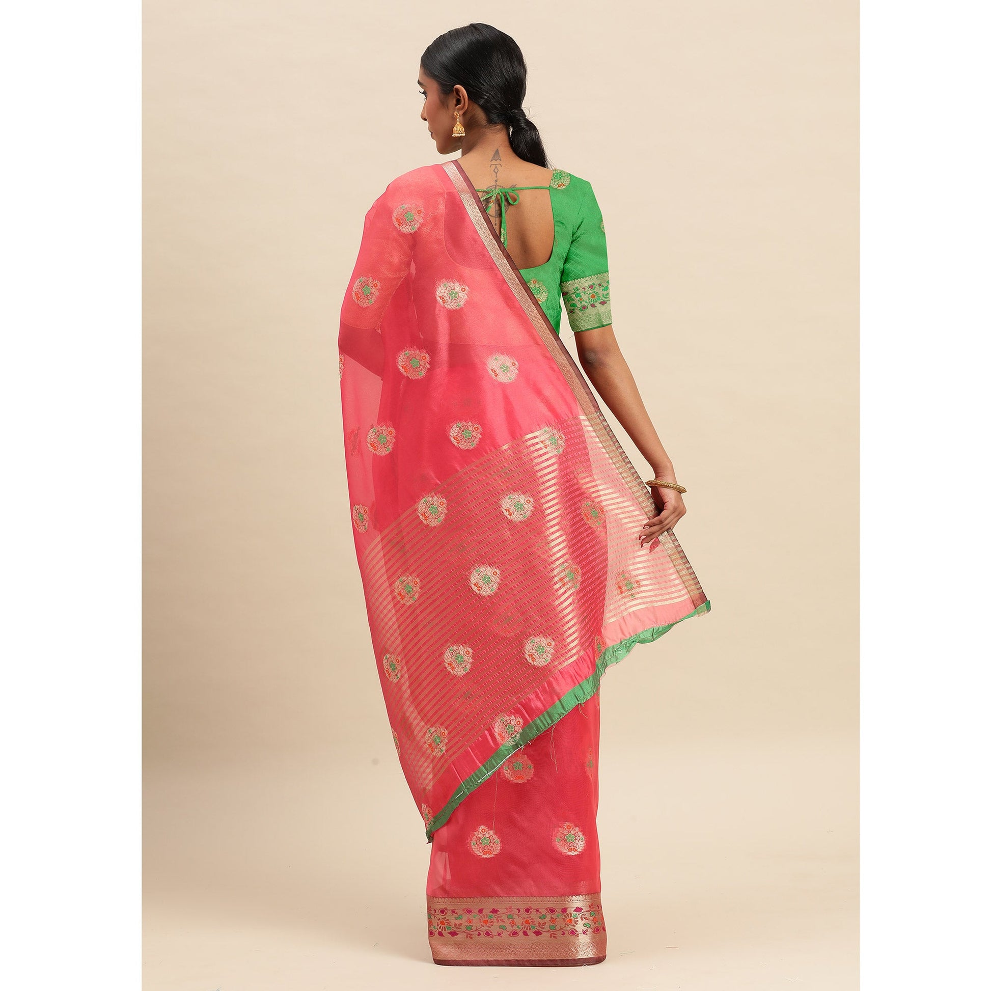 Gajari Woven Organza Saree