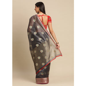 Grey Woven Organza Saree