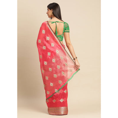 Gajari Woven Organza Saree