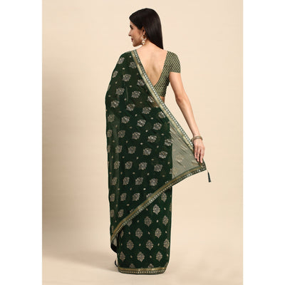 green-floral-foil-printed-chiffon-saree-with-tassels