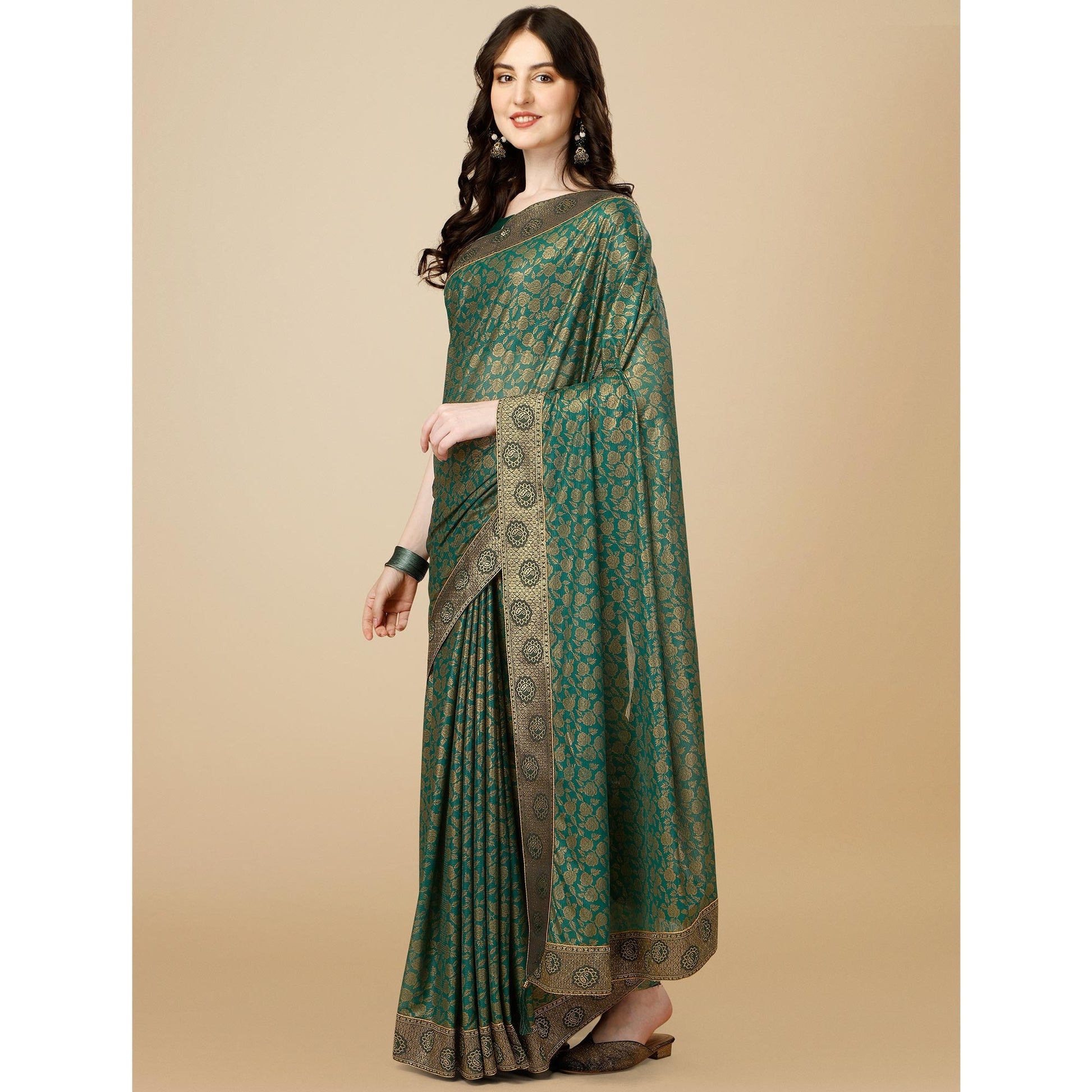 green-floral-handloom-woven-rayon-saree