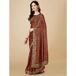 Maroon Floral Handloom Woven Rayon Saree
