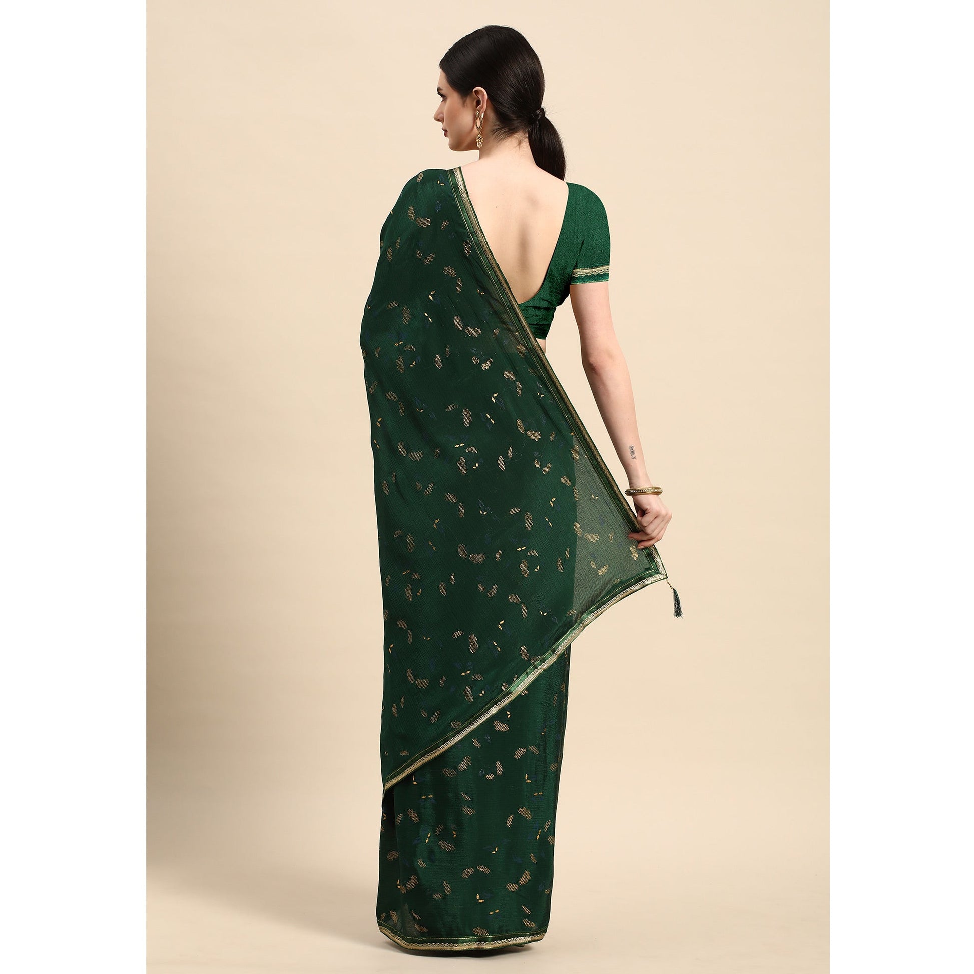 green-foil-printed-chiffon-saree