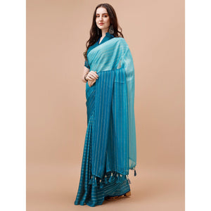 Blue Zari Woven Chiffon Saree