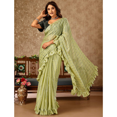 green-tikki-work-lycra-ready-to-wear-ruffle-saree