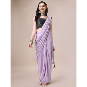Light Purple Foil Printed Rayon Saree