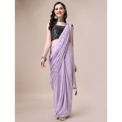 Light Purple Foil Printed Rayon Saree