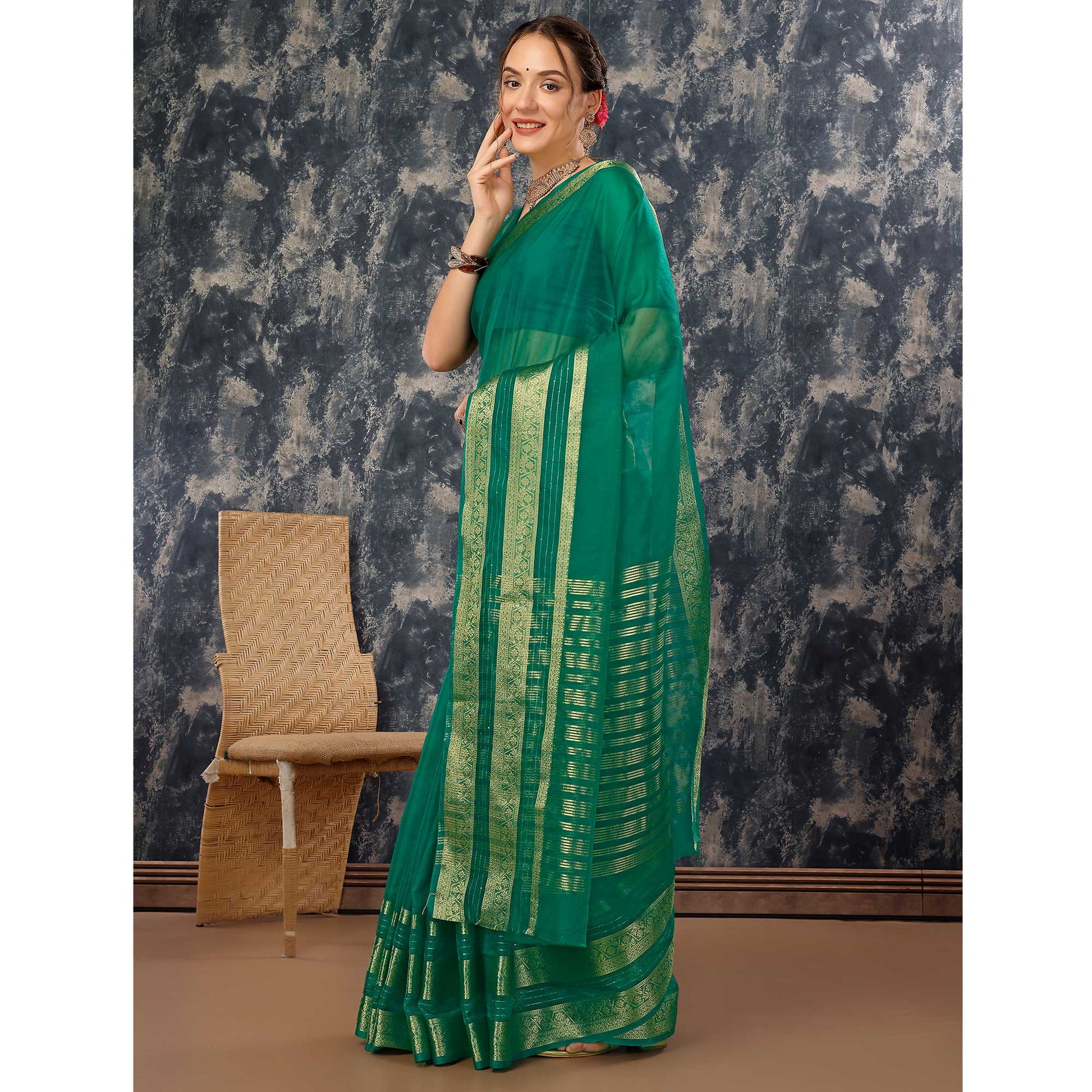 green-floral-zari-woven-organza-saree