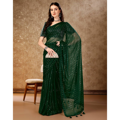 green-tikali-work-lycra-saree-with-tassels