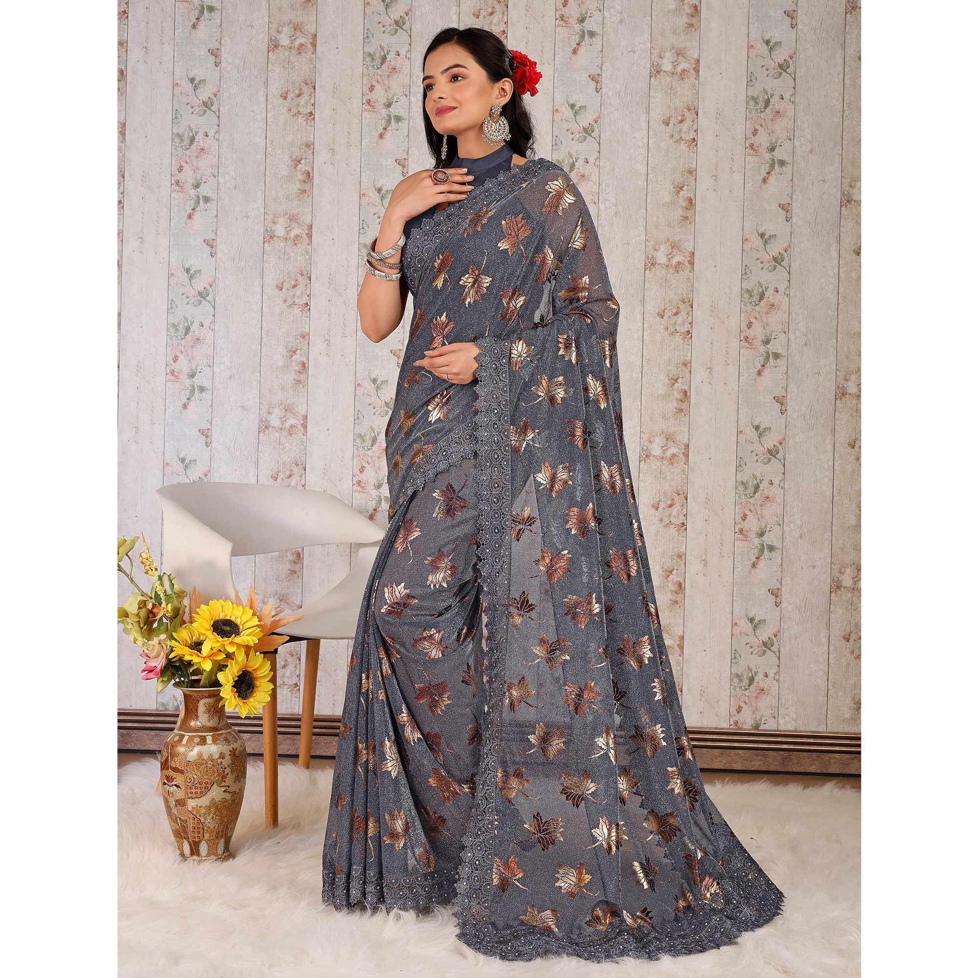 grey-foil-printed-lycra-saree-with-embroidered-lace-border
