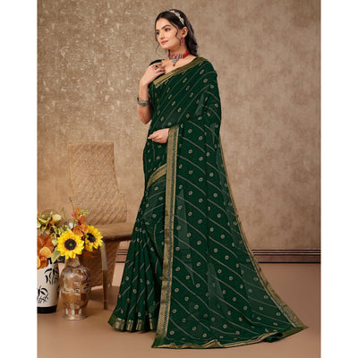 green-floral-foil-printed-chiffon-saree-with-lace-border-1