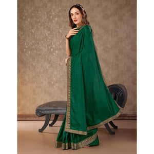 green-solid-saree-vichitra-silk-with-zari-lace-border