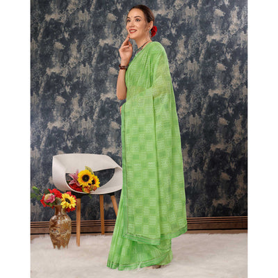 green-printed-chiffon-saree-with-lace-border-4