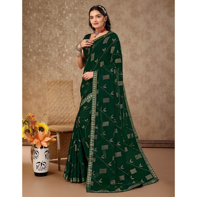green-floral-foil-printed-chiffon-saree-with-lace-border-2