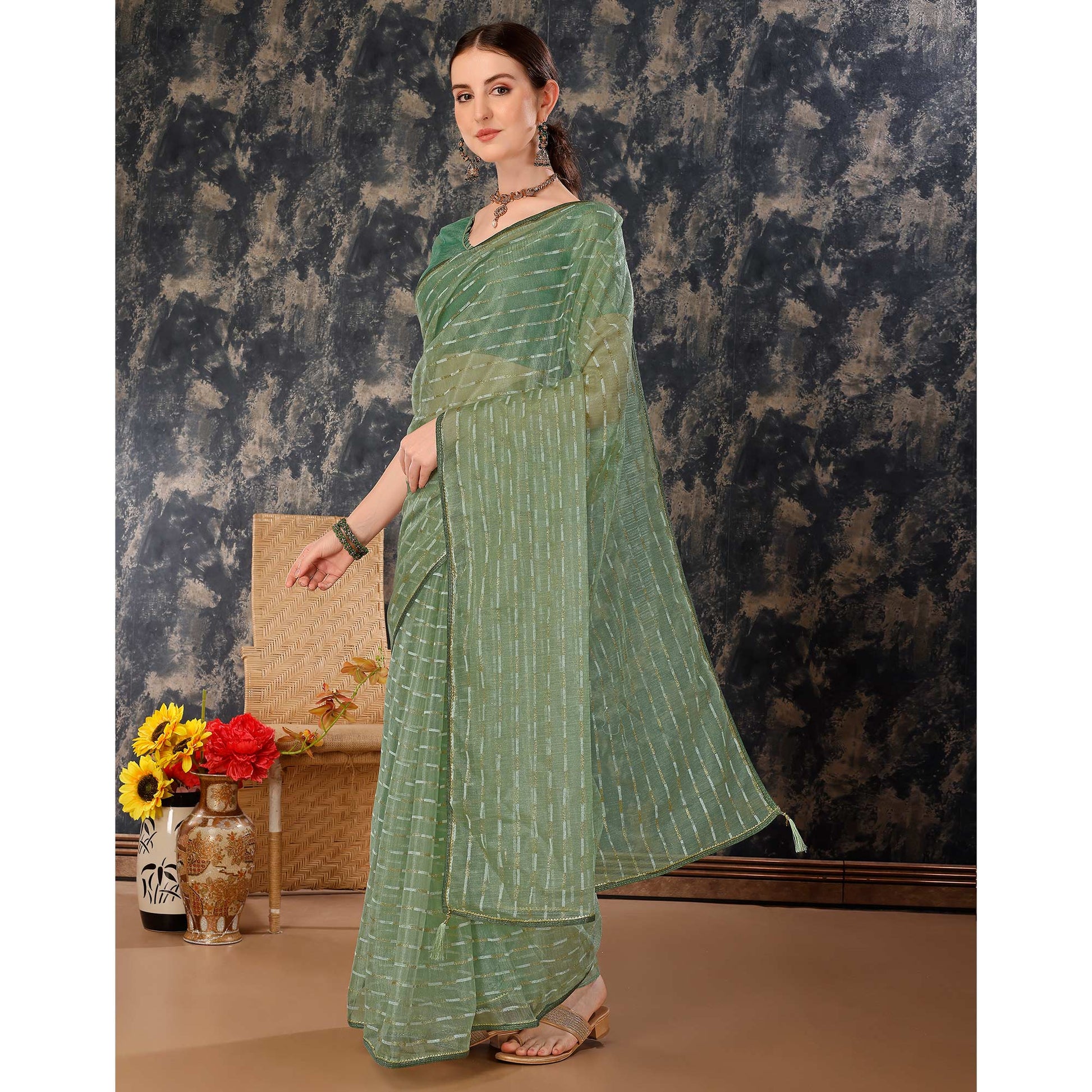 green-zari-printed-cotton-silk-saree-lace-border