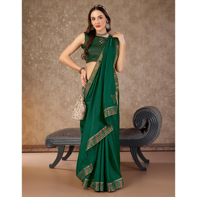 green-swarovski-work-vichitra-silk-saree-lace-border