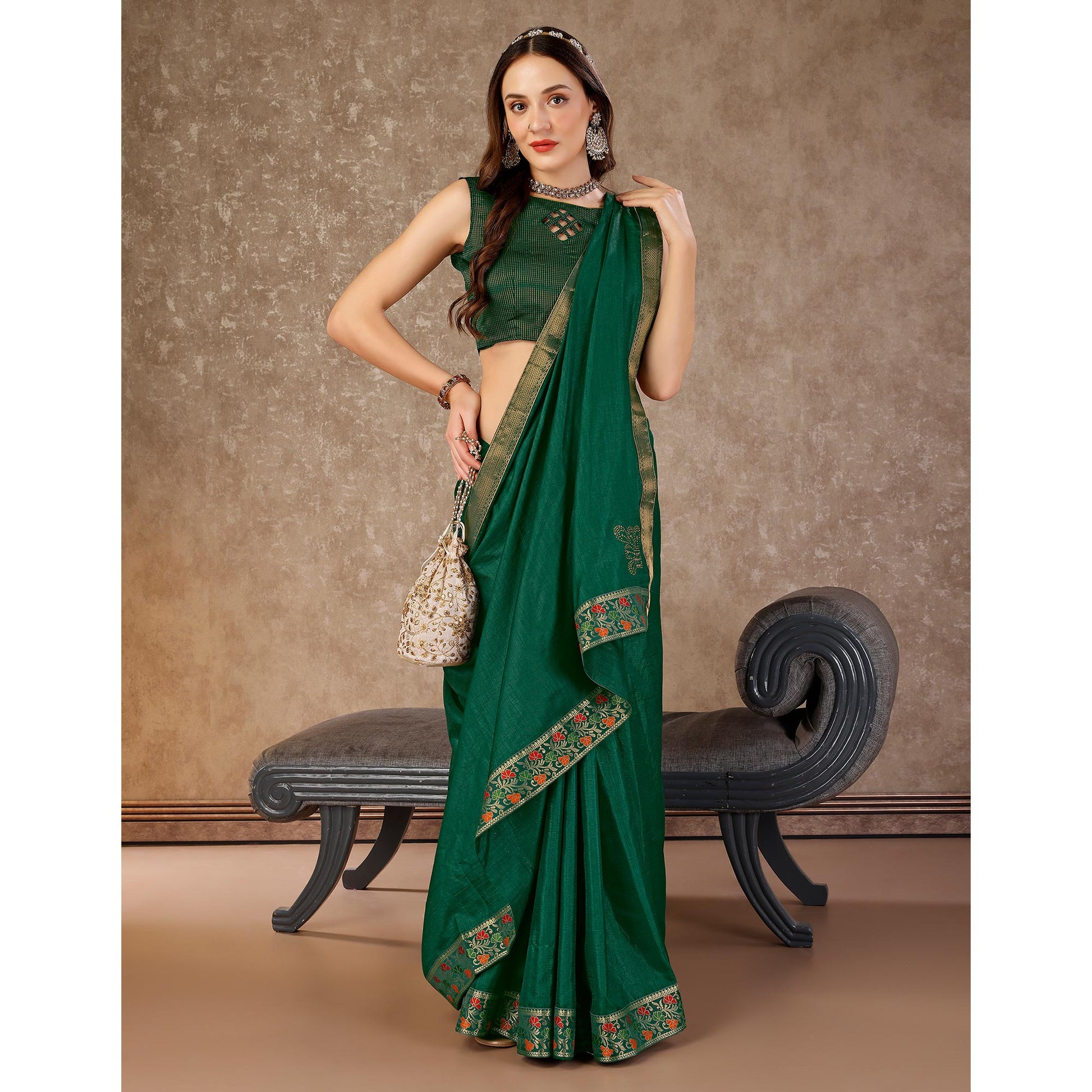 green-swarovski-work-vichitra-silk-saree-lace-border