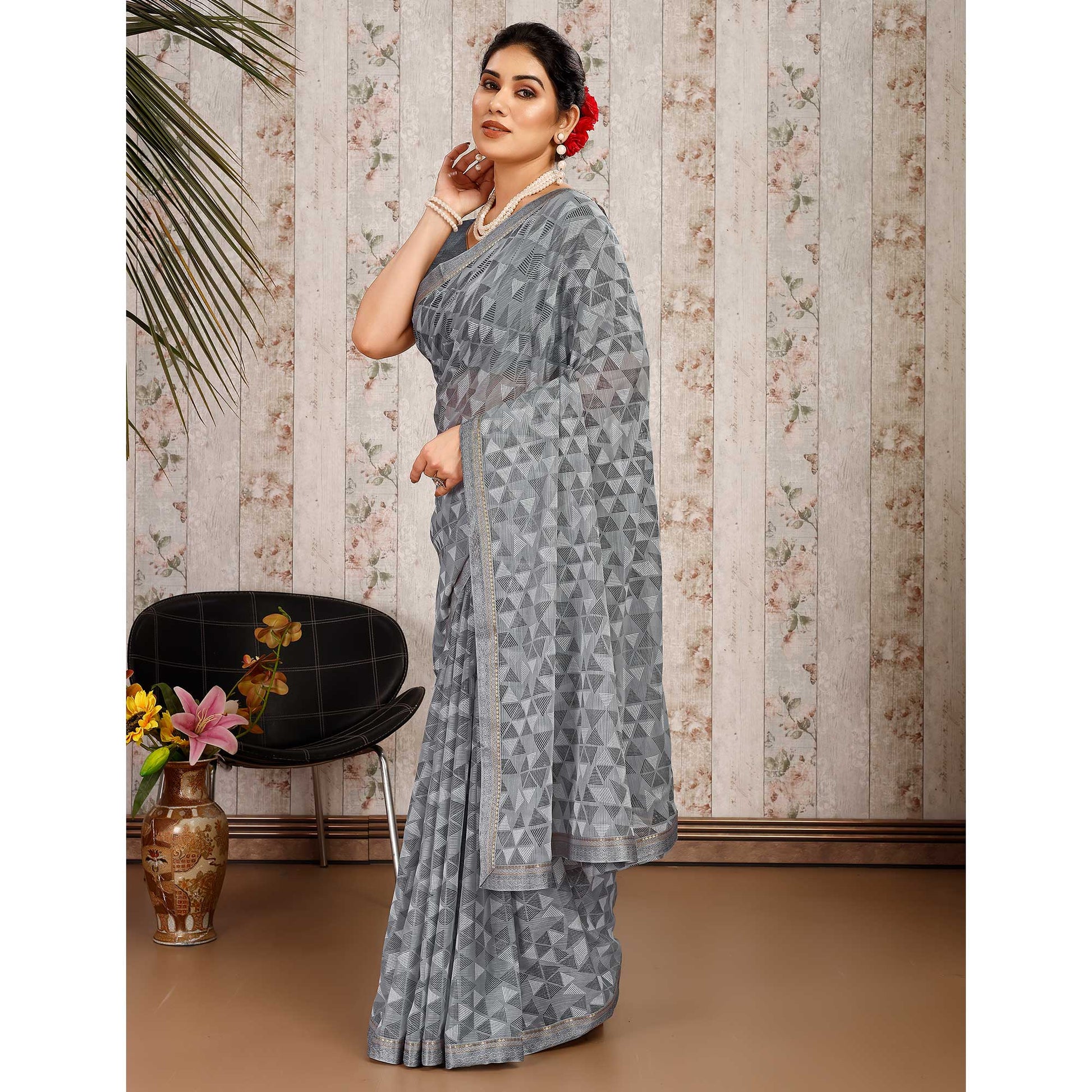 grey-geometric-printed-chiffon-saree-with-lace-border