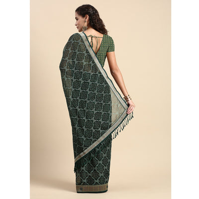 green-foil-printed-with-fancy-border-chiffon-saree