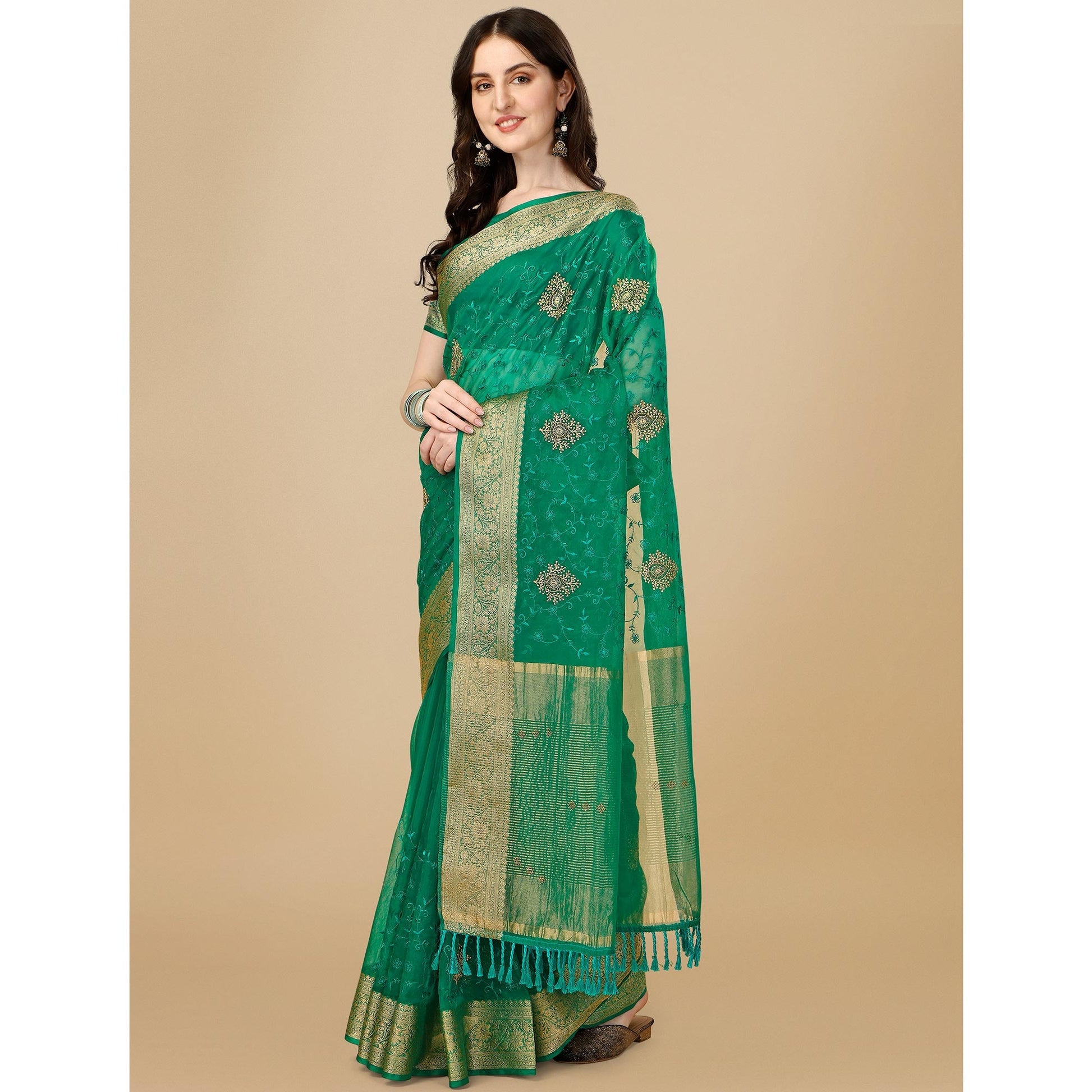 green-floral-embroidered-organza-saree-7