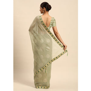 Light Green Foil Printed With Swarovski Chiffon Saree