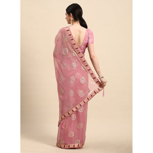 Light Purple Foil Printed With Swarovski Chiffon Saree